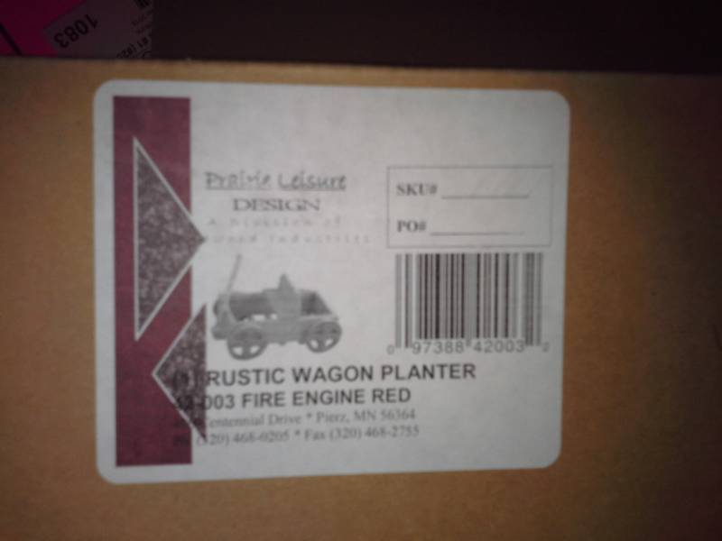 Four Rustic Wagon Planters (Fire Engine Red)
