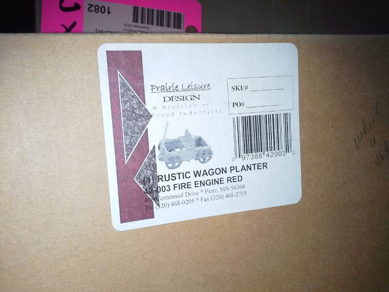 One Rustic Wagon Planters (Fire Engine Red)