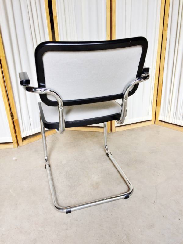 lot 12 image: Rare Pair Chrome, Black &amp Grey&nbspKNOLL MARCEL BREUER - CESCA CHAIRs With Arms - Great Condition