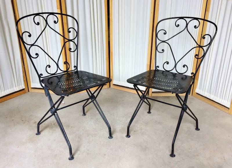 wrought iron folding patio chairs