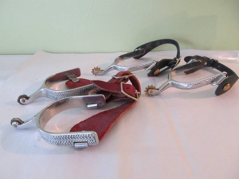 lot 111 image: 2 Pairs of Western Style Horse Riding Spurs