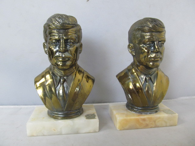 lot 14 image: Vintage JFK Brass Bookends.