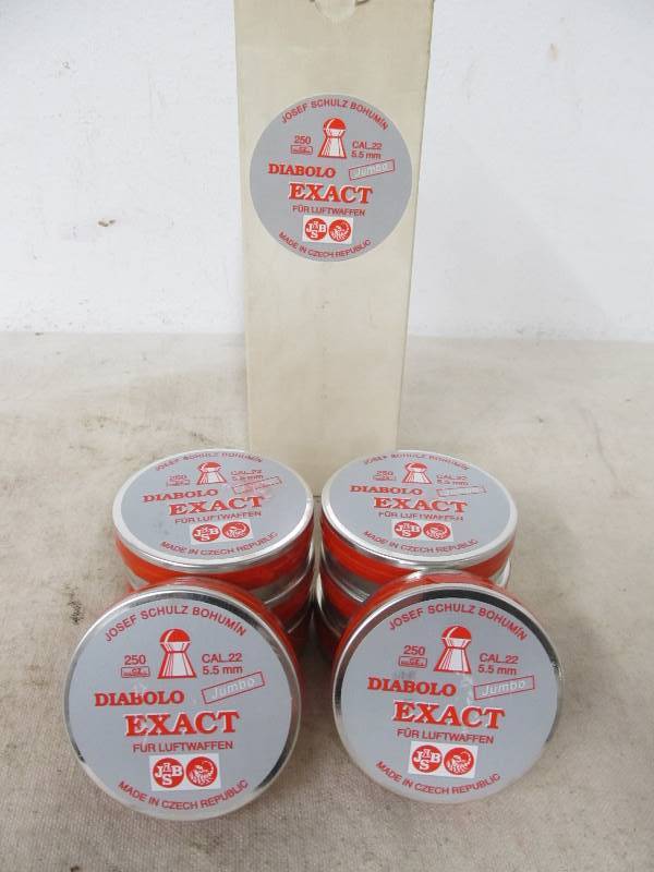 lot 36 image: NOS Vintage Case of 8 Air Gun Pellet Tins