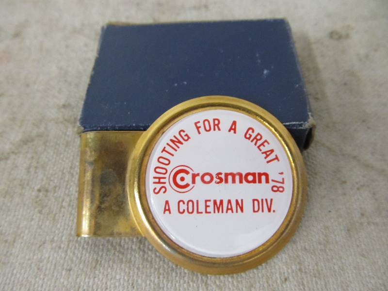 lot 38 image: Vintage CROSMAN ARMS COMPANY Advertising Employee Money Clip