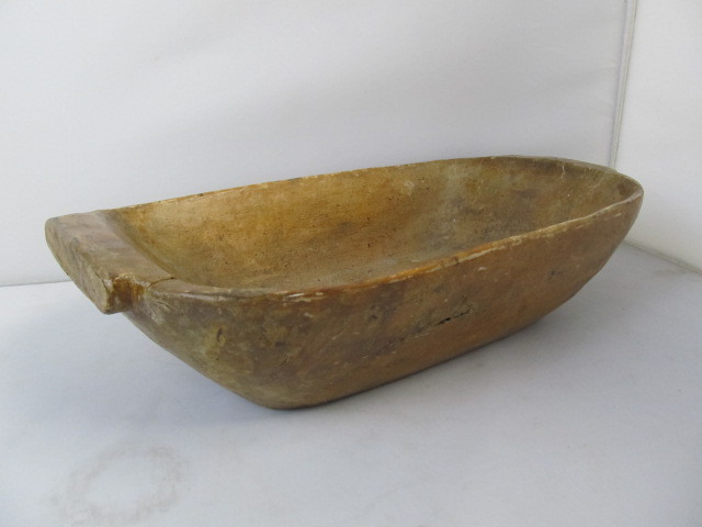 lot 73 image: Early Antique Primitive Wooden Stretcher Bowl