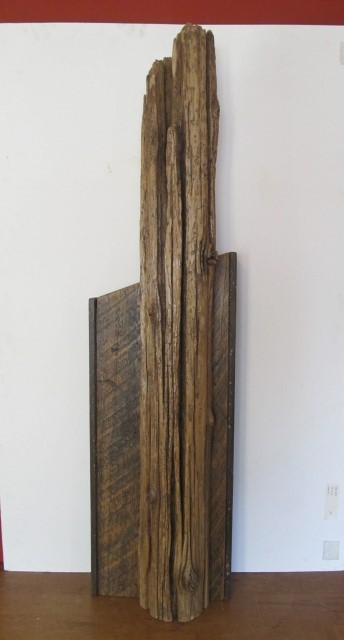 lot 141 image: Signed Folk Art Rustic Wooden Stand