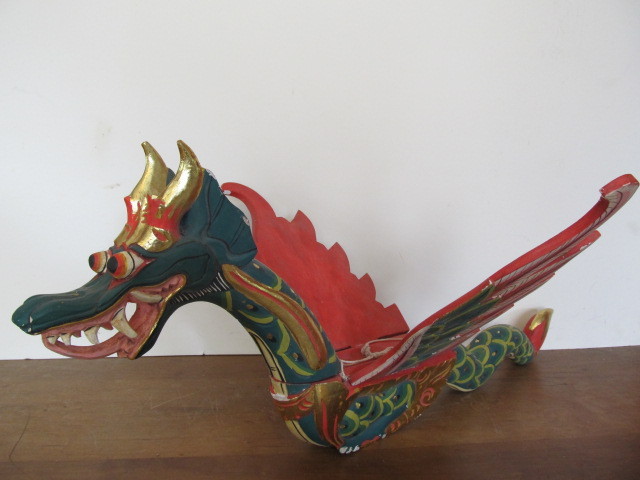 lot 149 image: Large Vintage Painted Wood Flying Dragon