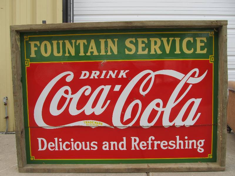 lot 1 image: Original 1933 COCA COLA Fountain Service Porcelain Sign