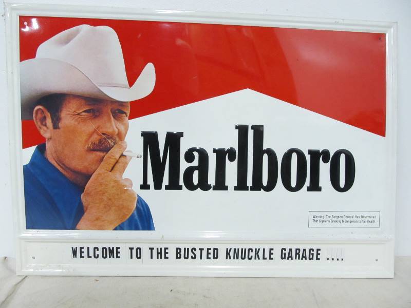 lot 156 image: Vintage MARLBORO MAN Metal Advertising sign