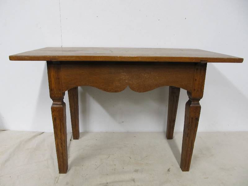 lot 169 image: Antique Solid Oak BenchTable wDrawer