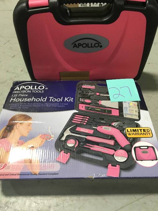 lot 27 image: Apollo 135-Piece Household Tool Kit in Pink in good conditions