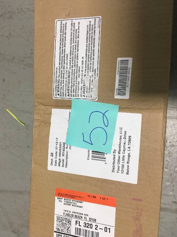 lot 52 image: Ryobi 40-Volt Lithium-Ion Cordless String Trimmer kit in working condition