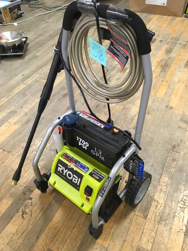 lot 58 image: Ryobi 1,700 PSI 1.2 GPM Electric Pressure Washer in working condition