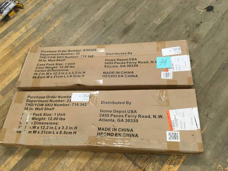 lot 74 image: Husky 9 in. H x 36 in. W x 9 in. D Steel Garage Wall Shelf in good condition