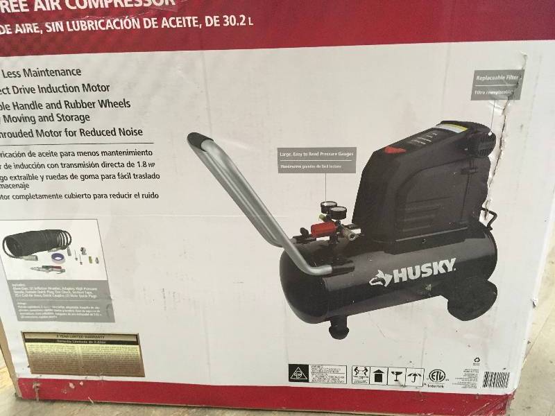 lot 75 image: Husky 8G 150 PSI Hotdog Air Compressor in working condition