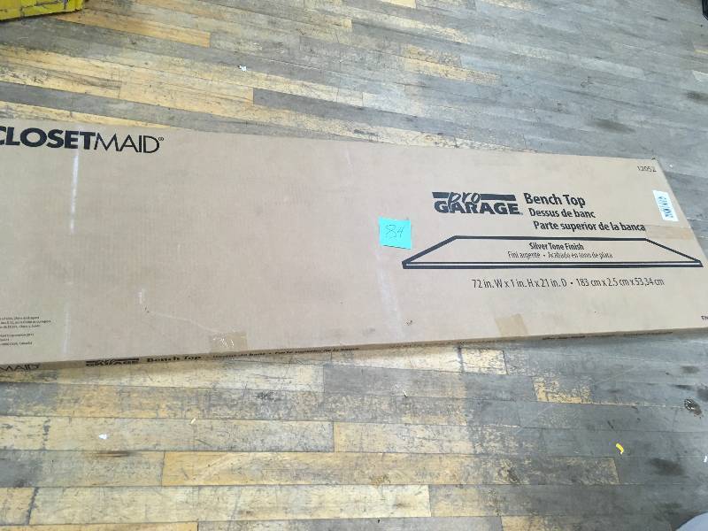 lot 84 image: Closet Maid  ProGarage 72 in. W x 21 in. D x 1 in. H Work Top in working condition