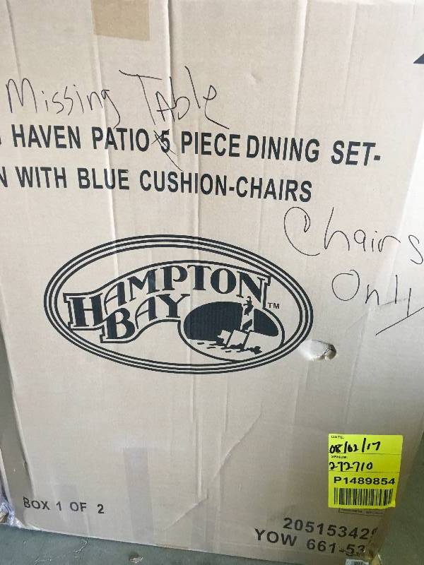 lot 92 image: Hampton Bay Haven Patio dinning set Chairs only in good condition