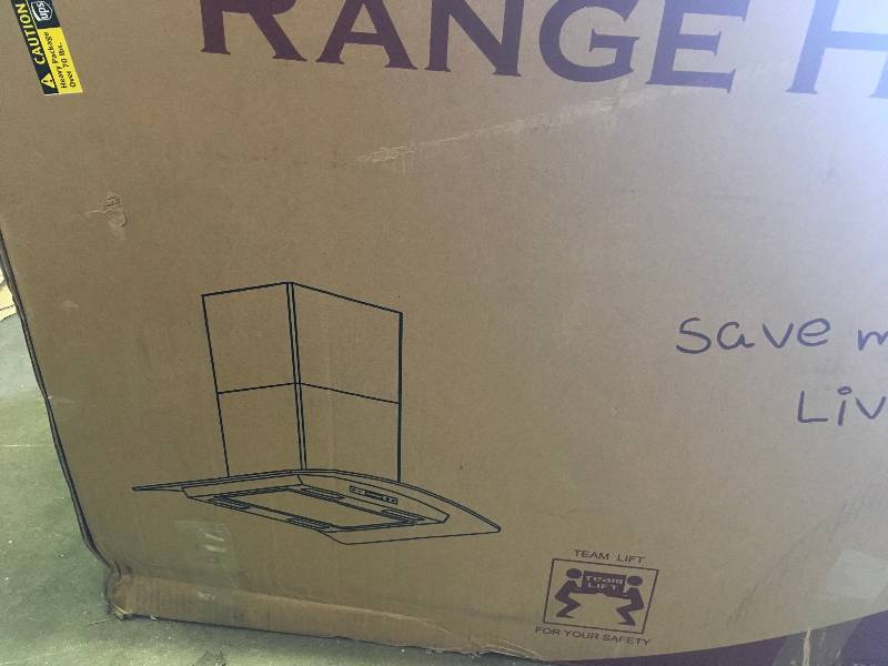 lot 95 image: AKDY Range Hood in  30 in. Convertible Kitchen Island Mount Range Hood in Stainless Steel with Tempered Glass and Touch Control in good working condition condition