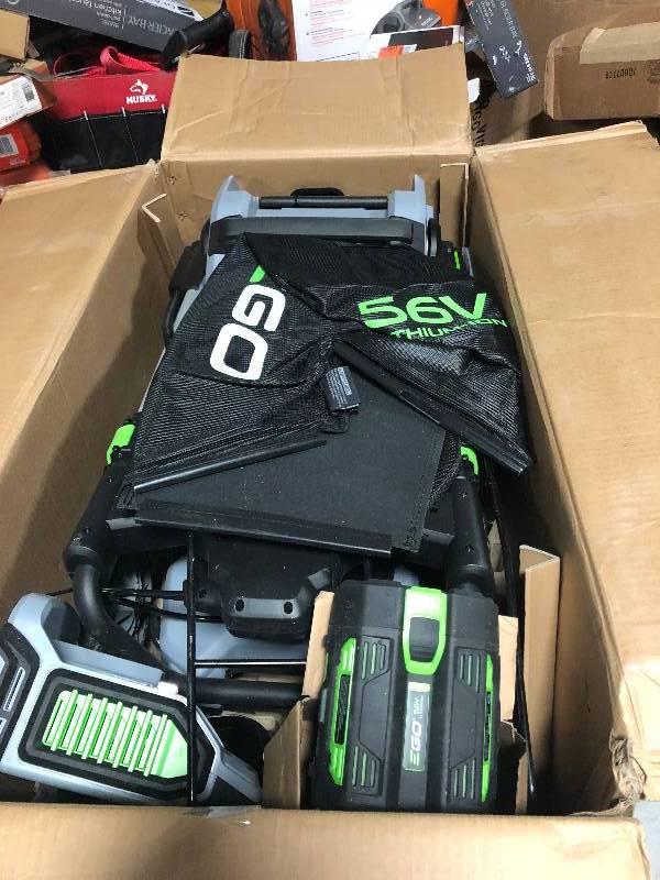 lot 109 image: EGO 20 in. 56-Volt Lithium ion Cordless Battery Walk Behind Push Mower with 5.0Ah Battery and Charger Included used in working conditions