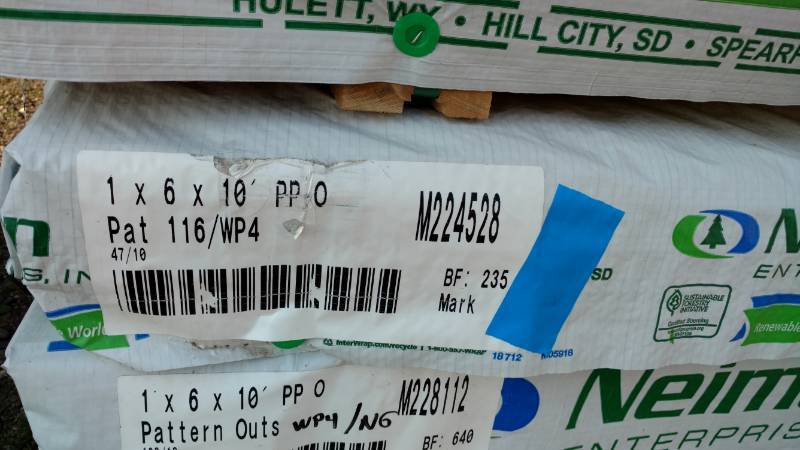 1x6x10 Ponderosa Knotty Pine Dual Pattern Tongue and Groove Out