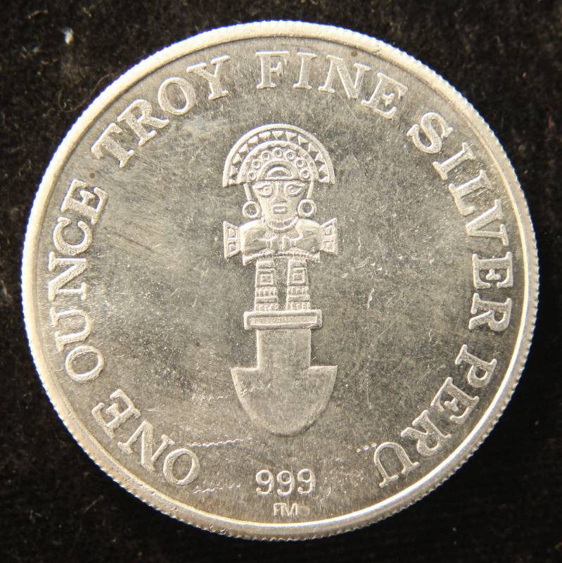 lot 20 image: 1 TROY OZ. .999 FINE SILVER PERU ROUND