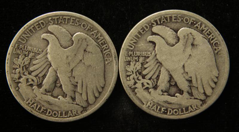 lot 35 image: (2) WALKING LIBERTY SILVER HALF DOLLARS 1936 & 1936-S