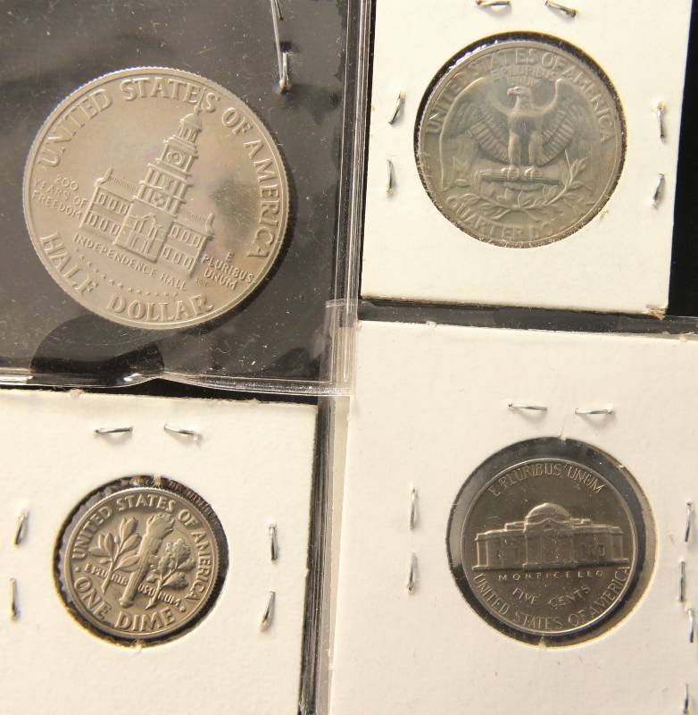 lot 45 image: (4) MIXED TYPE BU-PROOF US COINS