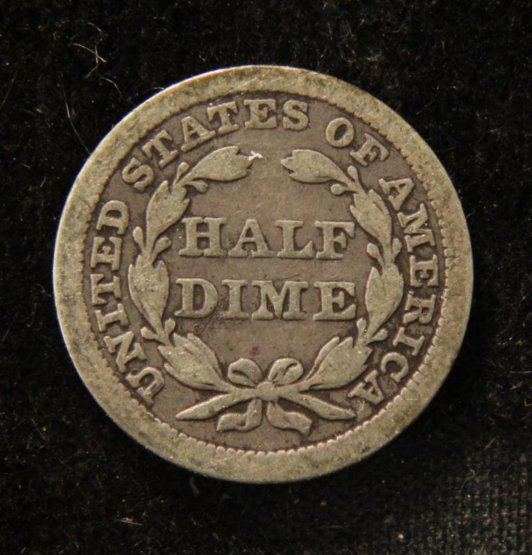 lot 65 image: 1857 US SEATED LIBERTY SILVER HALF DIME