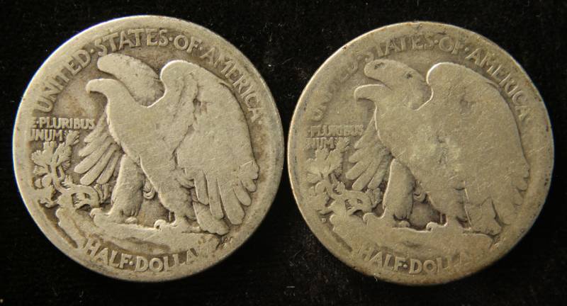 lot 76 image: (2) WALKING LIBERTY HALF DOLLARS 1917-S OBVERSE & 1919-D
