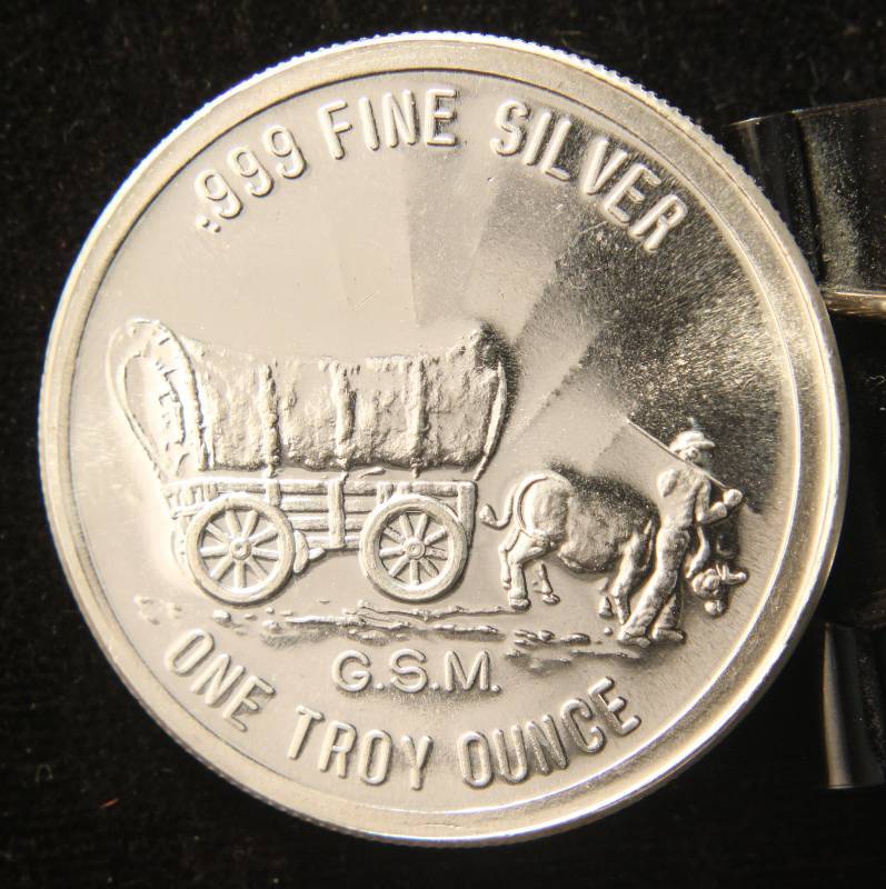 lot 78 image: 1 TROY OZ. .999 FINE SILVER PROSPECTOR GOLDEN STATE MINT