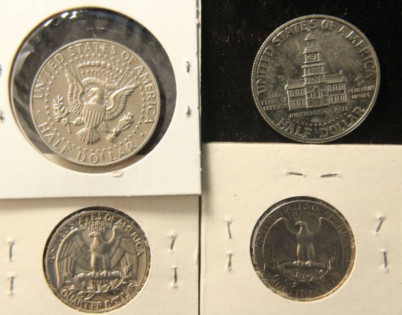 lot 80 image: (4) US CLAD COINS AS PICTURED ALL APPEAR TO BE PROOFS