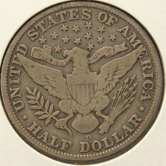 lot 82 image: 1915-D BARBER SILVER HALF DOLLAR