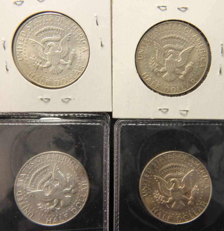 lot 83 image: (4) SILVER KENNEDY HALF DOLLARS (1) 90% & (3) 40%