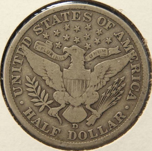 lot 88 image: 1908-D BARBER SILVER HALF DOLLAR