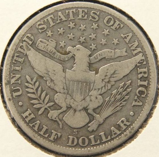 lot 94 image: 1912-S BARBER SILVER HALF DOLLAR