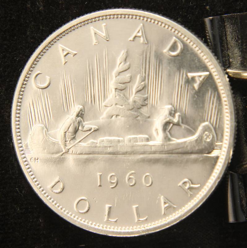 lot 95 image: 1960 CANADA SILVER DOLLAR CANOE REVERSE