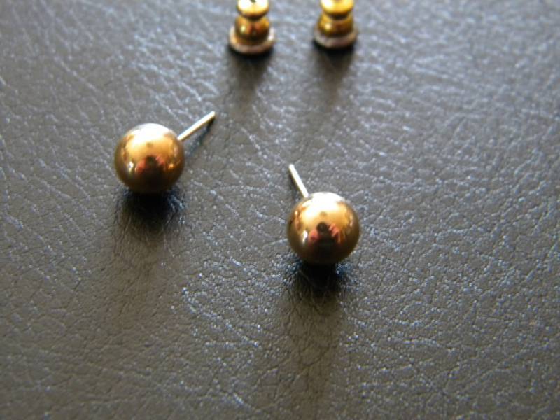lot 4 image: 14K Gold Ball Post Earrings