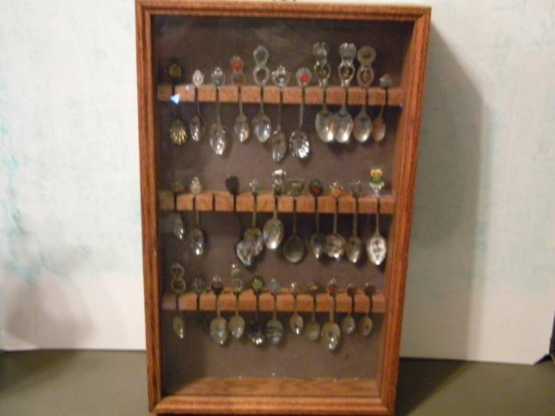 lot 42 image: Wood Spoon Display Case with Spoons