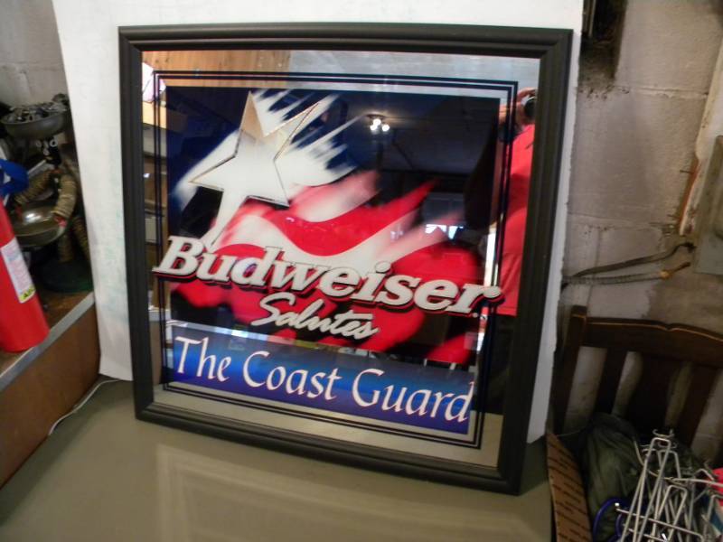 lot 50 image: Framed Mirror Budweiser Salute The Coast Guard