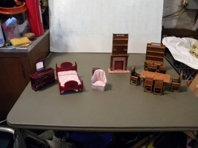 lot 57 image: Wood Doll House Furniture