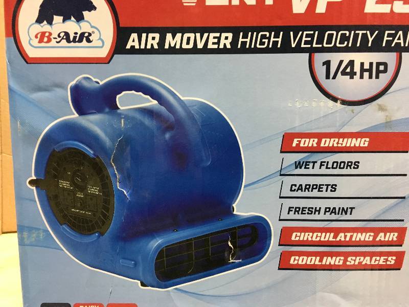 lot 8 image: B - AIR 14 HP Air Mover for Water Damage Restoration Carpet Dryer Floor Blower Fan Home and Plumbing Use, Blue not used