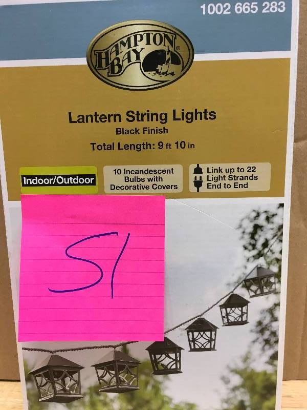lot 51 image: Hampton Bay 10-Light 10 ft. Black Rooftop Lantern String Light