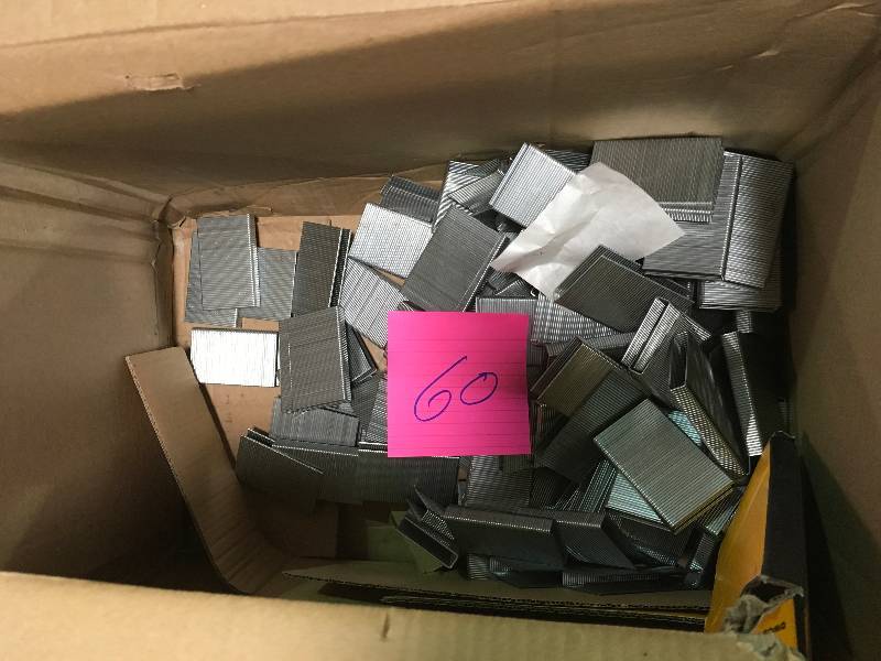 lot 60 image: Dewalt 2 in. Leg x 12 in. Crown 15-12-Gauge Galvanized Steel Hardwood Flooring Staple (7,728 per Box)