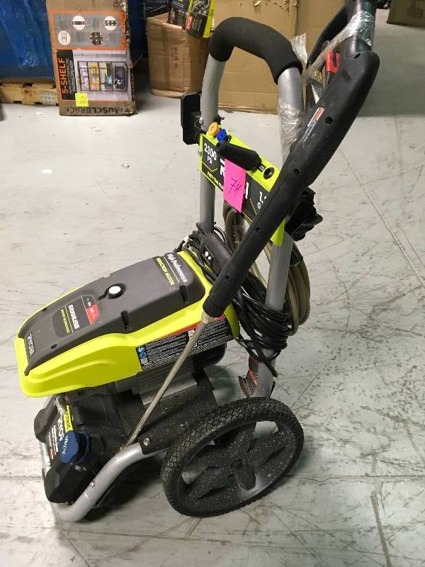 lot 74 image: Ryobi 2,300-PSI 1.2-GPM High Performance Electric Pressure Washer in working conditions