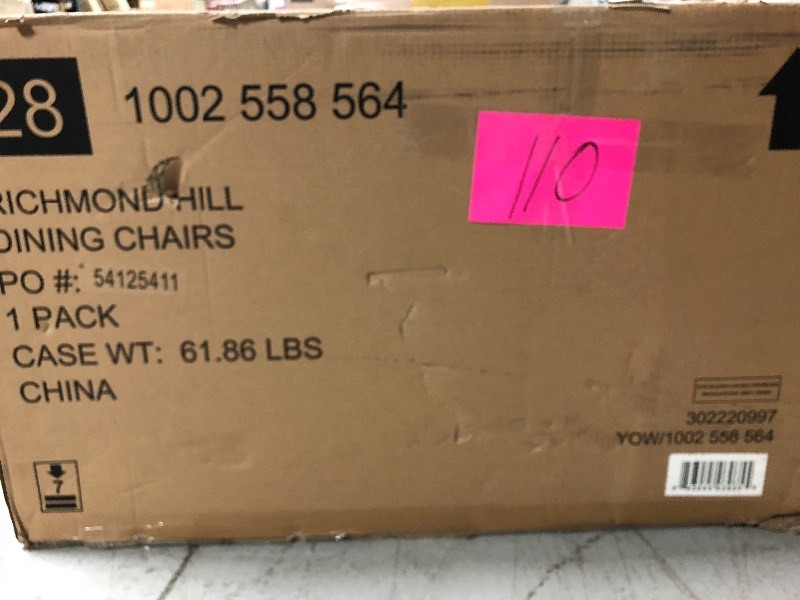 lot 110 image: Home Decorators Richmond Hill 1-Pair Patio Dining Chairs with Hybrid Smoke Cushions (2-Pack) not used