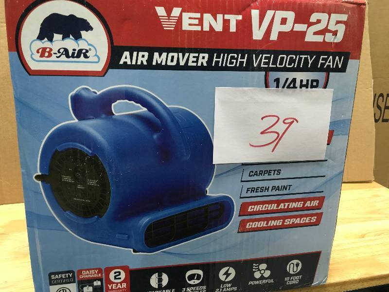 B-AIR 14 HP Air Mover for Water Damage Restoration Carpet Dryer Floor Blower Fan Home and Plumbing Use, Blue in working conditions