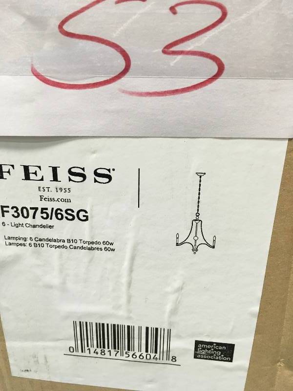 Feiss Evington 6-Light Sunset Gold Single Tier Chandelier Shade F30756SG not used