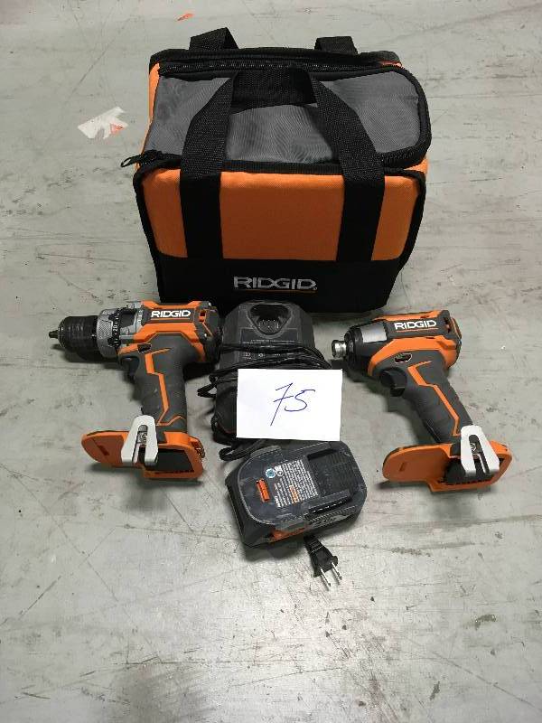 Ridgid 18-Volt Gen5X Lithium-Ion Cordless Brushless Hammer Drill and Impact Driver Combo Kit with (1) 4.0Ah Battery  Used in good working cond.