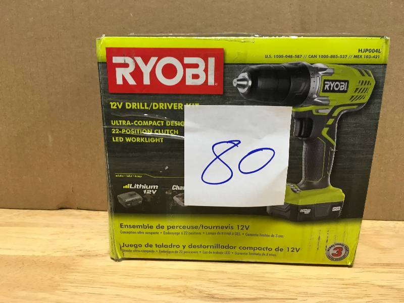 Ryobi    12-Volt Lithium-Ion 38 in. Cordless DrillDriver Kit  Used in good working cond.