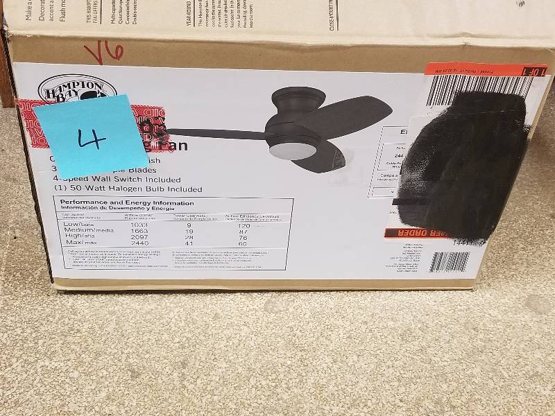 lot 4 image: Hampton Bay Moresco 32 in. Oil-Rubbed Bronze Ceiling Fan not used